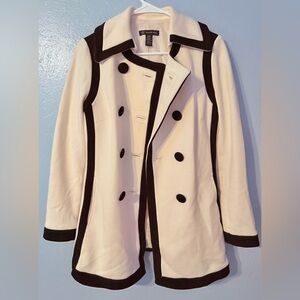 S INC International Concepts Cream and Black Pea Coat